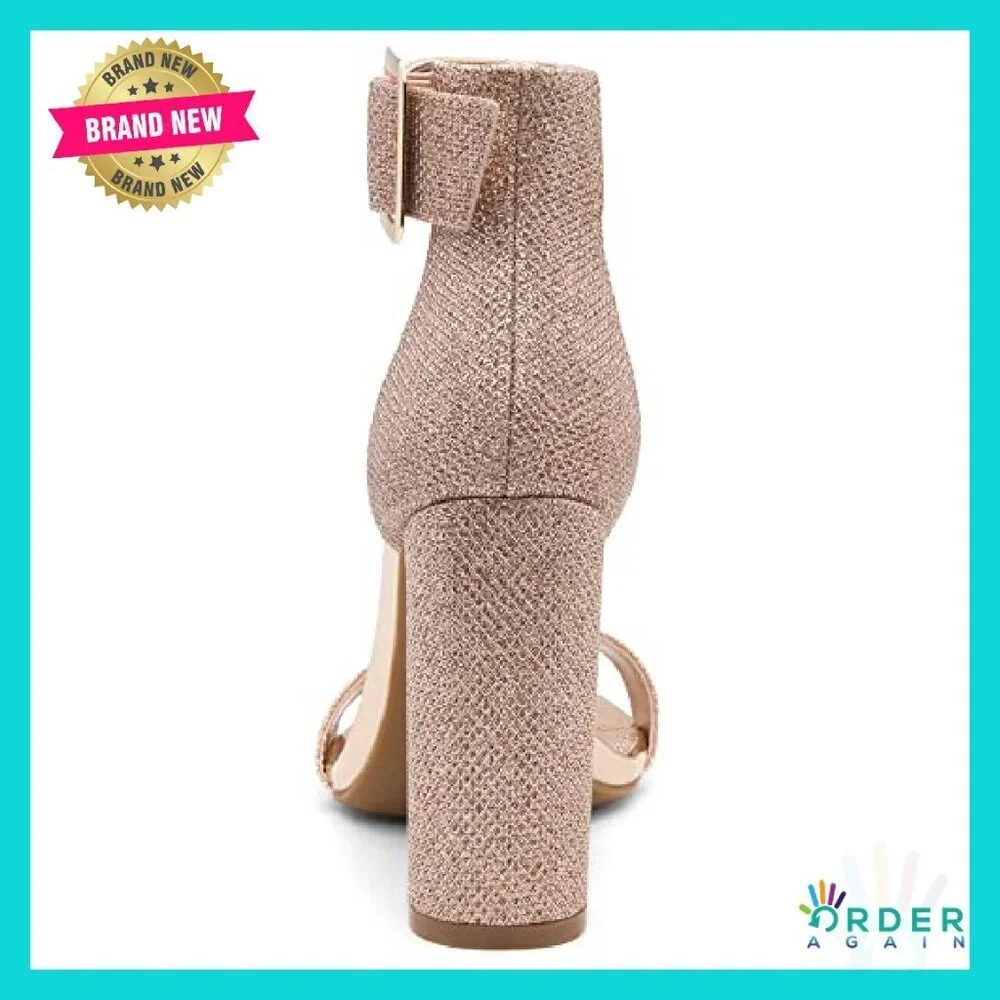 Open Toe Chunky Heel Sandals Elegant Strappy Ankle Strap Dressy Party Heels